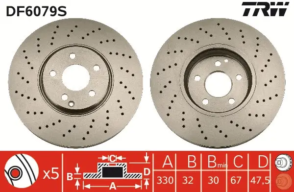 Bremsscheibe Vorderachse TRW DF6079S