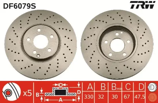 Bremsscheibe Vorderachse TRW DF6079S Bild Bremsscheibe Vorderachse TRW DF6079S