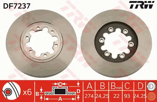 Bremsscheibe Vorderachse TRW DF7237