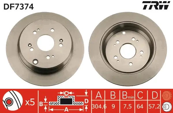 Bremsscheibe Hinterachse TRW DF7374
