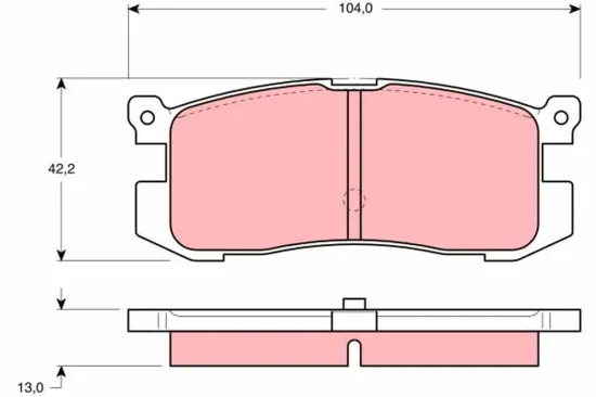 Bremsbelagsatz, Scheibenbremse Hinterachse TRW GDB1025 Bild Bremsbelagsatz, Scheibenbremse Hinterachse TRW GDB1025