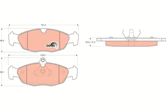 Bremsbelagsatz, Scheibenbremse Vorderachse TRW GDB1040 Bild Bremsbelagsatz, Scheibenbremse Vorderachse TRW GDB1040