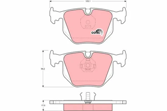 Bremsbelagsatz, Scheibenbremse Hinterachse TRW GDB1119 Bild Bremsbelagsatz, Scheibenbremse Hinterachse TRW GDB1119