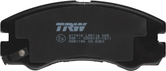 Bremsbelagsatz, Scheibenbremse Vorderachse TRW GDB1186 Bild Bremsbelagsatz, Scheibenbremse Vorderachse TRW GDB1186