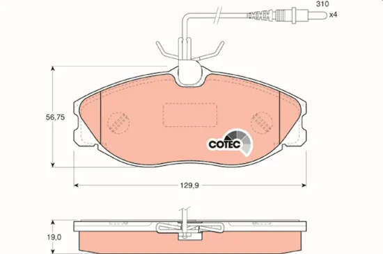 Bremsbelagsatz, Scheibenbremse Vorderachse TRW GDB1194 Bild Bremsbelagsatz, Scheibenbremse Vorderachse TRW GDB1194
