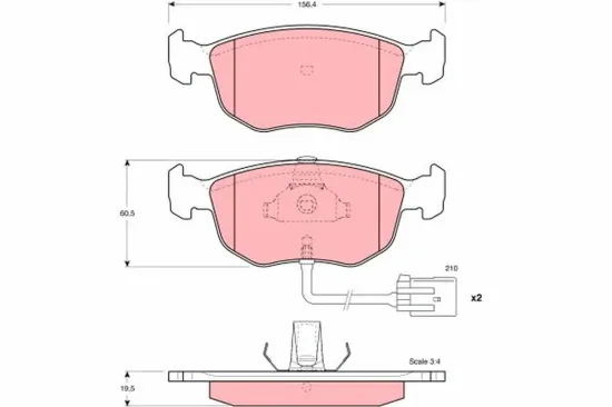 Bremsbelagsatz, Scheibenbremse Vorderachse TRW GDB1213 Bild Bremsbelagsatz, Scheibenbremse Vorderachse TRW GDB1213