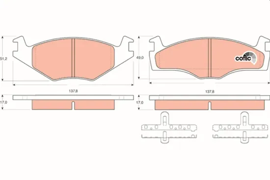 Bremsbelagsatz, Scheibenbremse Vorderachse TRW GDB1219 Bild Bremsbelagsatz, Scheibenbremse Vorderachse TRW GDB1219