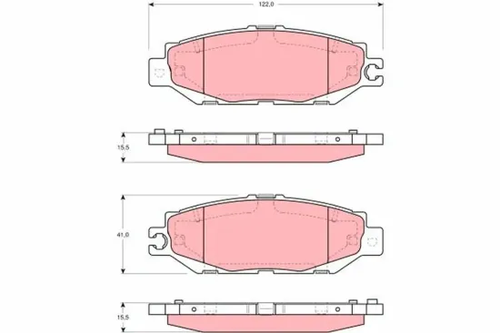 Bremsbelagsatz, Scheibenbremse Hinterachse TRW GDB1240 Bild Bremsbelagsatz, Scheibenbremse Hinterachse TRW GDB1240
