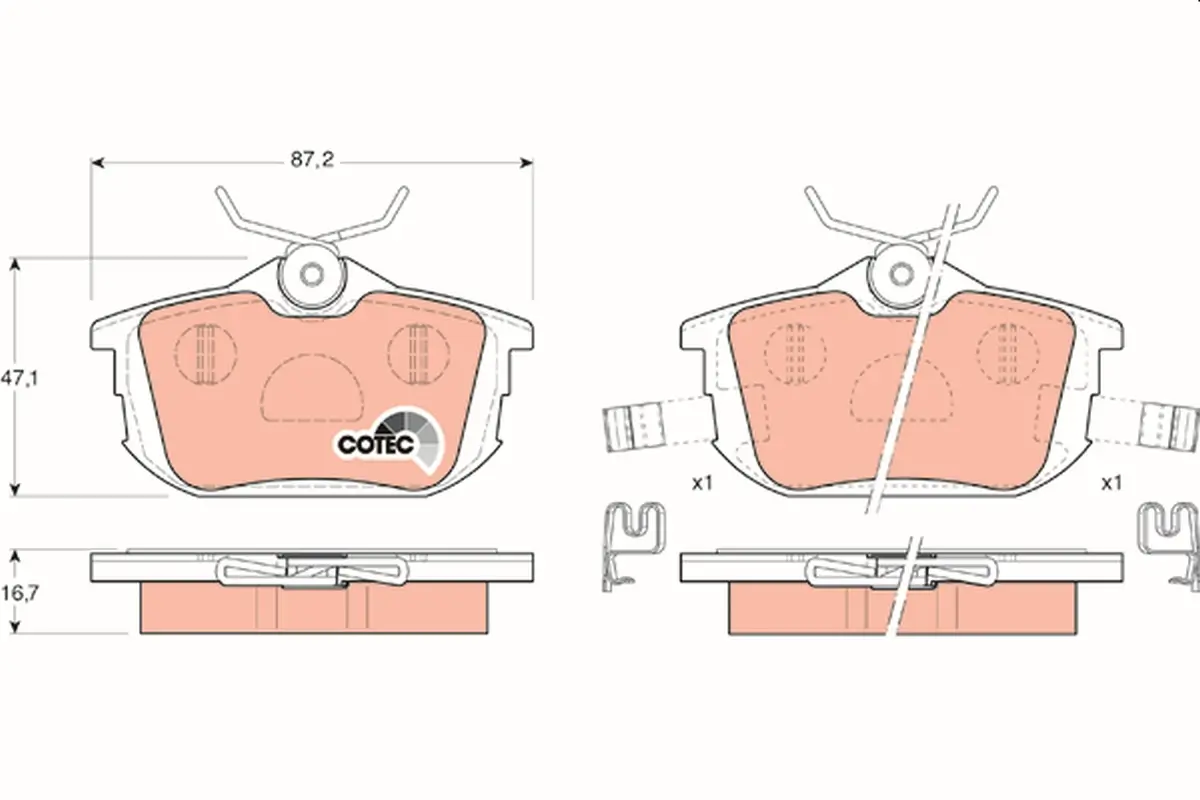 Bremsbelagsatz, Scheibenbremse Hinterachse TRW GDB1314