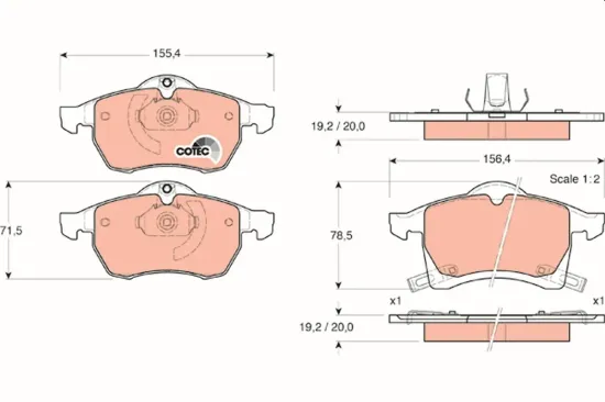 Bremsbelagsatz, Scheibenbremse Vorderachse TRW GDB1350 Bild Bremsbelagsatz, Scheibenbremse Vorderachse TRW GDB1350