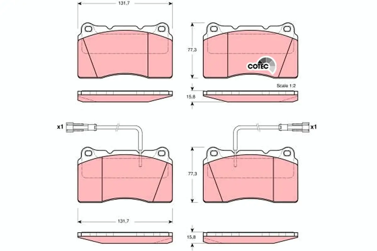 Bremsbelagsatz, Scheibenbremse Vorderachse TRW GDB1363