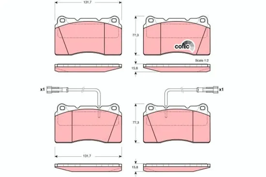 Bremsbelagsatz, Scheibenbremse Vorderachse TRW GDB1363 Bild Bremsbelagsatz, Scheibenbremse Vorderachse TRW GDB1363
