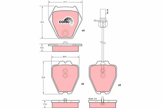 Bremsbelagsatz, Scheibenbremse Vorderachse TRW GDB1381 Bild Bremsbelagsatz, Scheibenbremse Vorderachse TRW GDB1381