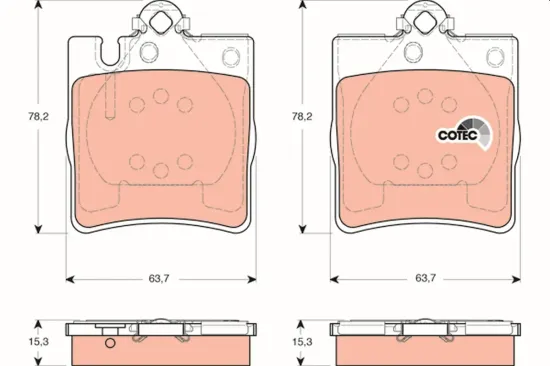 Bremsbelagsatz, Scheibenbremse Hinterachse TRW GDB1421 Bild Bremsbelagsatz, Scheibenbremse Hinterachse TRW GDB1421