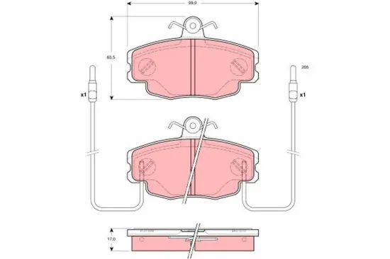 Bremsbelagsatz, Scheibenbremse Vorderachse TRW GDB1428 Bild Bremsbelagsatz, Scheibenbremse Vorderachse TRW GDB1428