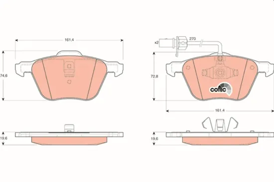 Bremsbelagsatz, Scheibenbremse TRW GDB1460 Bild Bremsbelagsatz, Scheibenbremse TRW GDB1460