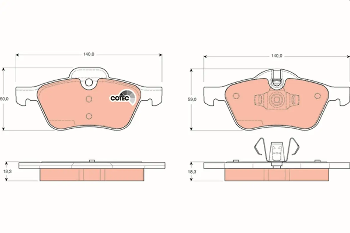Bremsbelagsatz, Scheibenbremse Vorderachse TRW GDB1476