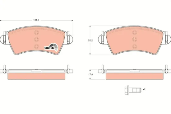 Bremsbelagsatz, Scheibenbremse Vorderachse TRW GDB1501 Bild Bremsbelagsatz, Scheibenbremse Vorderachse TRW GDB1501