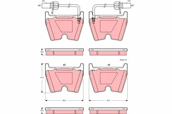 Bremsbelagsatz, Scheibenbremse Vorderachse TRW GDB1507 Bild Bremsbelagsatz, Scheibenbremse Vorderachse TRW GDB1507