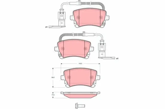 Bremsbelagsatz, Scheibenbremse Hinterachse TRW GDB1508 Bild Bremsbelagsatz, Scheibenbremse Hinterachse TRW GDB1508