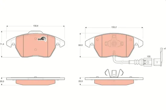Bremsbelagsatz, Scheibenbremse TRW GDB1550 Bild Bremsbelagsatz, Scheibenbremse TRW GDB1550