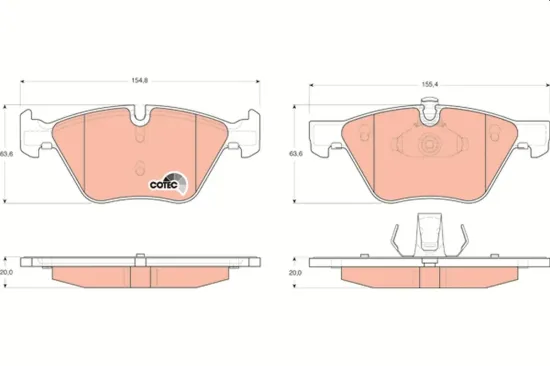 Bremsbelagsatz, Scheibenbremse Vorderachse TRW GDB1559 Bild Bremsbelagsatz, Scheibenbremse Vorderachse TRW GDB1559
