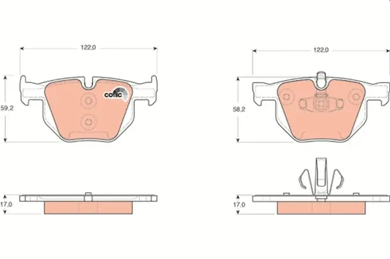 Bremsbelagsatz, Scheibenbremse Hinterachse TRW GDB1560 Bild Bremsbelagsatz, Scheibenbremse Hinterachse TRW GDB1560
