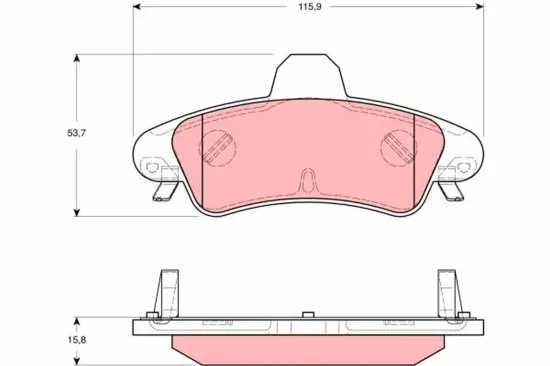 Bremsbelagsatz, Scheibenbremse Hinterachse TRW GDB1580 Bild Bremsbelagsatz, Scheibenbremse Hinterachse TRW GDB1580