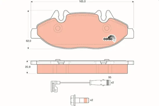 Bremsbelagsatz, Scheibenbremse Vorderachse TRW GDB1600 Bild Bremsbelagsatz, Scheibenbremse Vorderachse TRW GDB1600