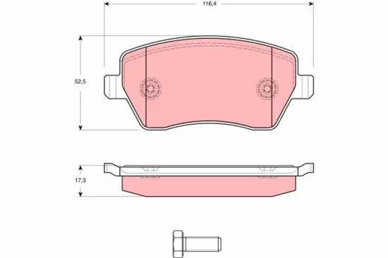 Bremsbelagsatz, Scheibenbremse Vorderachse TRW GDB1614 Bild Bremsbelagsatz, Scheibenbremse Vorderachse TRW GDB1614