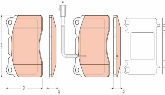 Bremsbelagsatz, Scheibenbremse Vorderachse TRW GDB1645 Bild Bremsbelagsatz, Scheibenbremse Vorderachse TRW GDB1645