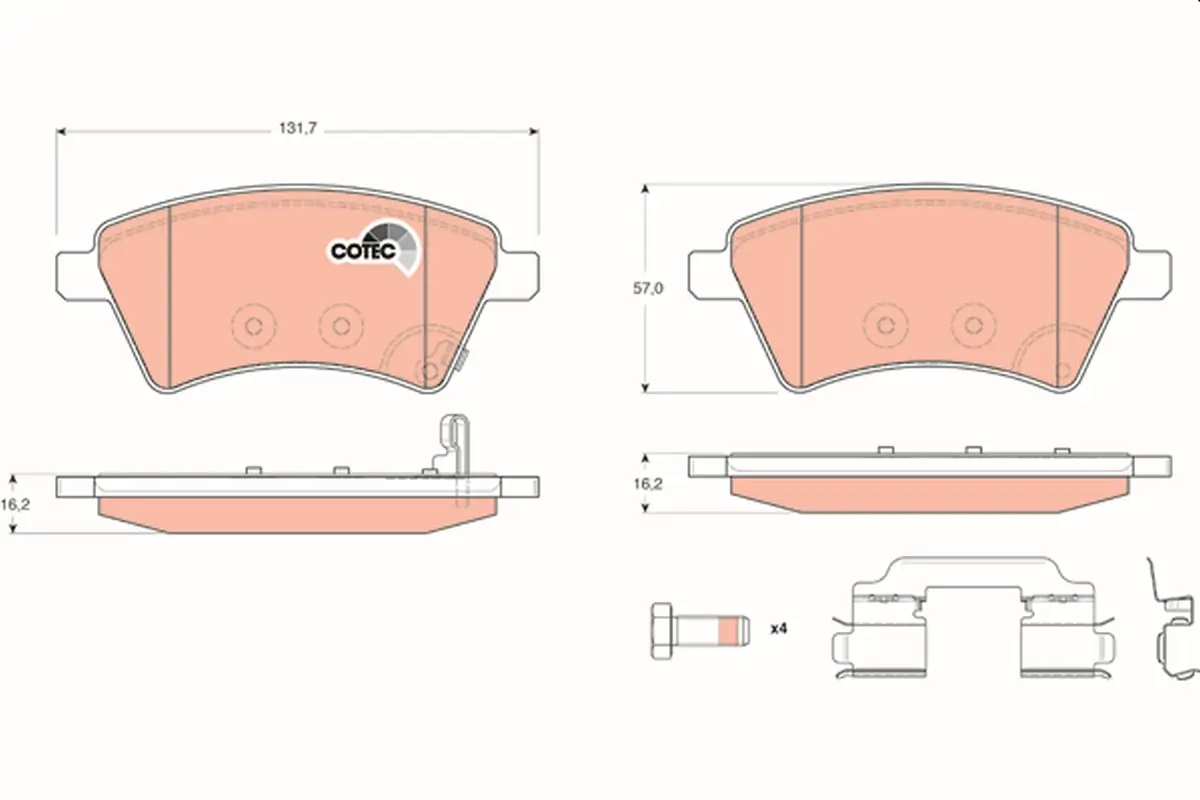 Bremsbelagsatz, Scheibenbremse Vorderachse TRW GDB1673