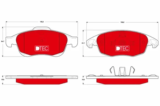 Bremsbelagsatz, Scheibenbremse Vorderachse TRW GDB1690DTE Bild Bremsbelagsatz, Scheibenbremse Vorderachse TRW GDB1690DTE