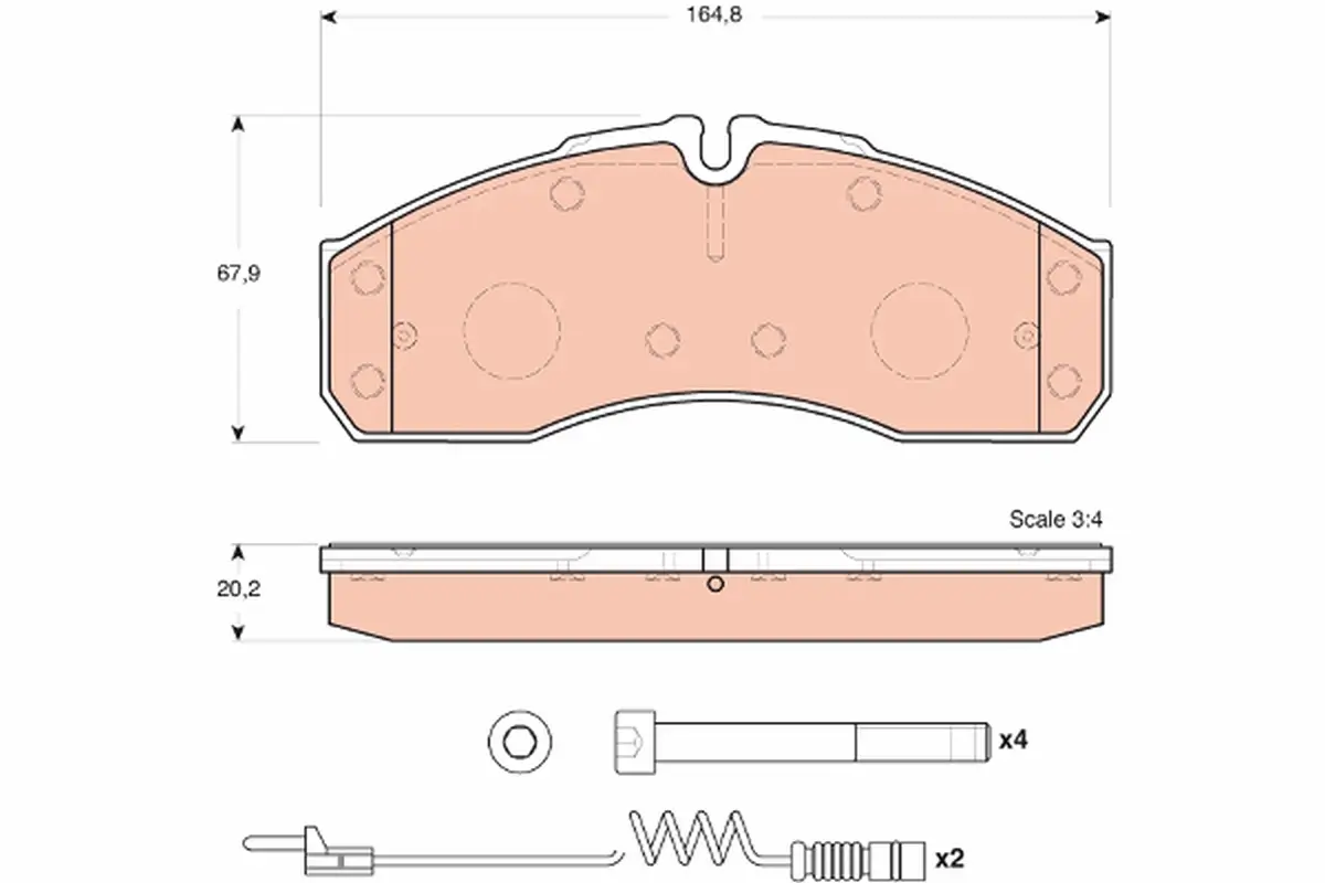 Bremsbelagsatz, Scheibenbremse Vorderachse TRW GDB1694