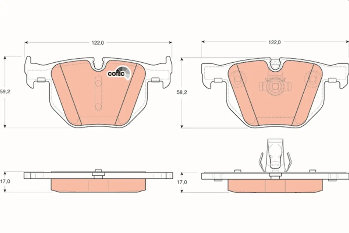 Bremsbelagsatz, Scheibenbremse Hinterachse TRW GDB1727