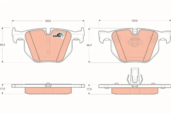 Bremsbelagsatz, Scheibenbremse Hinterachse TRW GDB1727 Bild Bremsbelagsatz, Scheibenbremse Hinterachse TRW GDB1727