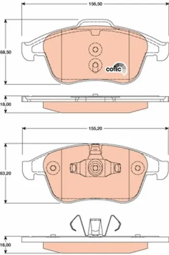 Bremsbelagsatz, Scheibenbremse Vorderachse TRW GDB1808 Bild Bremsbelagsatz, Scheibenbremse Vorderachse TRW GDB1808