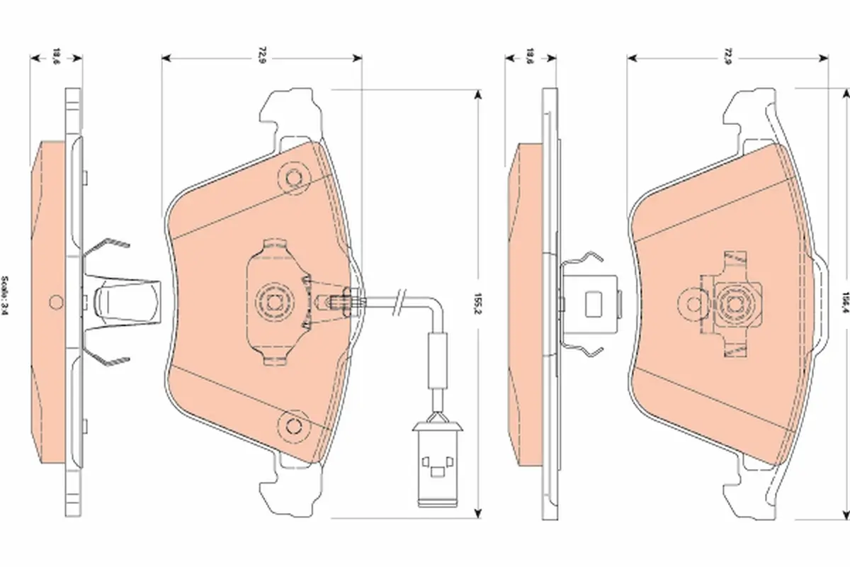 Bremsbelagsatz, Scheibenbremse Vorderachse TRW GDB1832