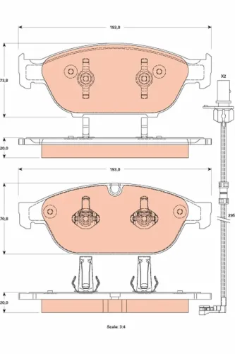 Bremsbelagsatz, Scheibenbremse Vorderachse TRW GDB1883 Bild Bremsbelagsatz, Scheibenbremse Vorderachse TRW GDB1883