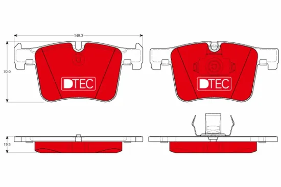 Bremsbelagsatz, Scheibenbremse Vorderachse TRW GDB1942DTE Bild Bremsbelagsatz, Scheibenbremse Vorderachse TRW GDB1942DTE