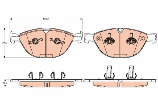 Bremsbelagsatz, Scheibenbremse Vorderachse TRW GDB2026 Bild Bremsbelagsatz, Scheibenbremse Vorderachse TRW GDB2026