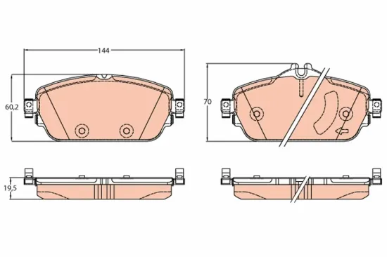 Bremsbelagsatz, Scheibenbremse Vorderachse TRW GDB2070 Bild Bremsbelagsatz, Scheibenbremse Vorderachse TRW GDB2070