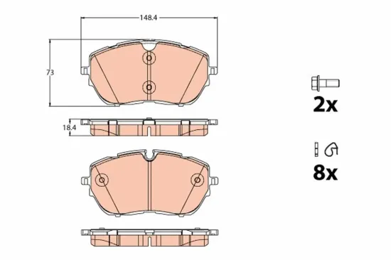 Bremsbelagsatz, Scheibenbremse Vorderachse TRW GDB2121 Bild Bremsbelagsatz, Scheibenbremse Vorderachse TRW GDB2121