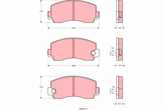 Bremsbelagsatz, Scheibenbremse Vorderachse TRW GDB212 Bild Bremsbelagsatz, Scheibenbremse Vorderachse TRW GDB212