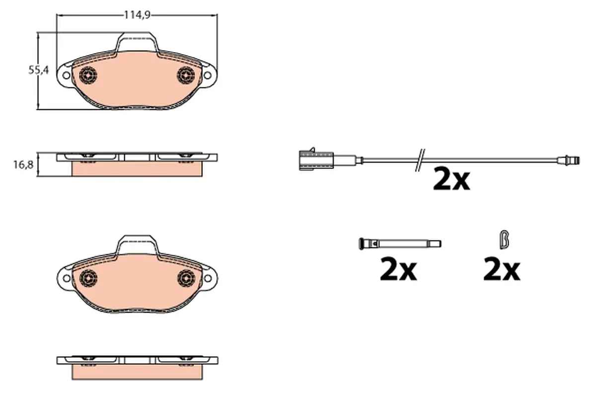 Bremsbelagsatz, Scheibenbremse Vorderachse TRW GDB2141