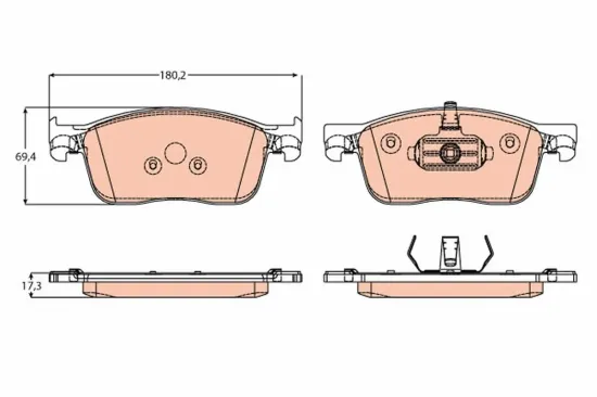 Bremsbelagsatz, Scheibenbremse Vorderachse TRW GDB2169 Bild Bremsbelagsatz, Scheibenbremse Vorderachse TRW GDB2169