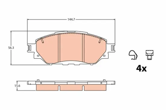 Bremsbelagsatz, Scheibenbremse Vorderachse TRW GDB2196 Bild Bremsbelagsatz, Scheibenbremse Vorderachse TRW GDB2196