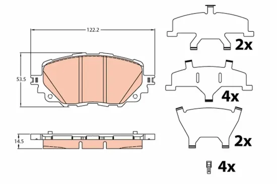 Bremsbelagsatz, Scheibenbremse Vorderachse TRW GDB2200 Bild Bremsbelagsatz, Scheibenbremse Vorderachse TRW GDB2200