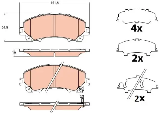 Bremsbelagsatz, Scheibenbremse Vorderachse TRW GDB2222