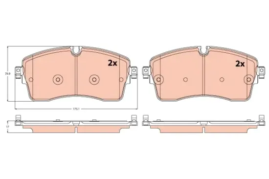 Bremsbelagsatz, Scheibenbremse Vorderachse TRW GDB2255 Bild Bremsbelagsatz, Scheibenbremse Vorderachse TRW GDB2255